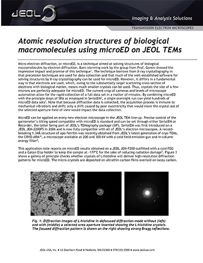 Atomic resolution structures of biological macromolecules using microED on JEOL TEMs